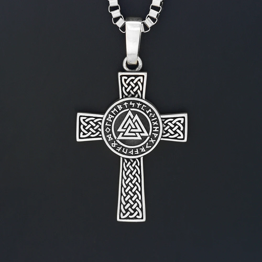 Antique Viking Triangle Double Axe Cross With Sterling Silver Pendant On Both Sides For men Or Women