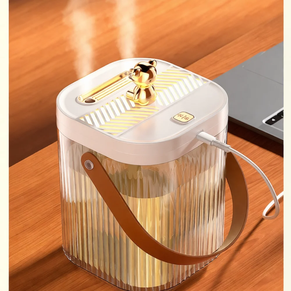 2L Home Humidifier Desktop Mist Maker Bedroom Office Silent Air Purifying Diffuser With Soft Ambient Night Light Feature