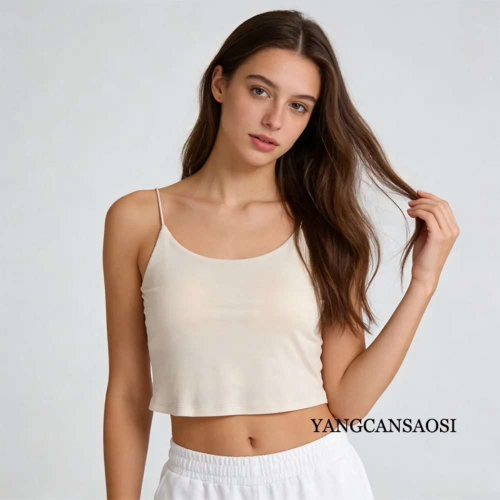 High End Natural Mulberry Silk Non Wearing Bra with Integrated Suspender, Strapless, Breathable, Anti Light Leakage Short Vest
