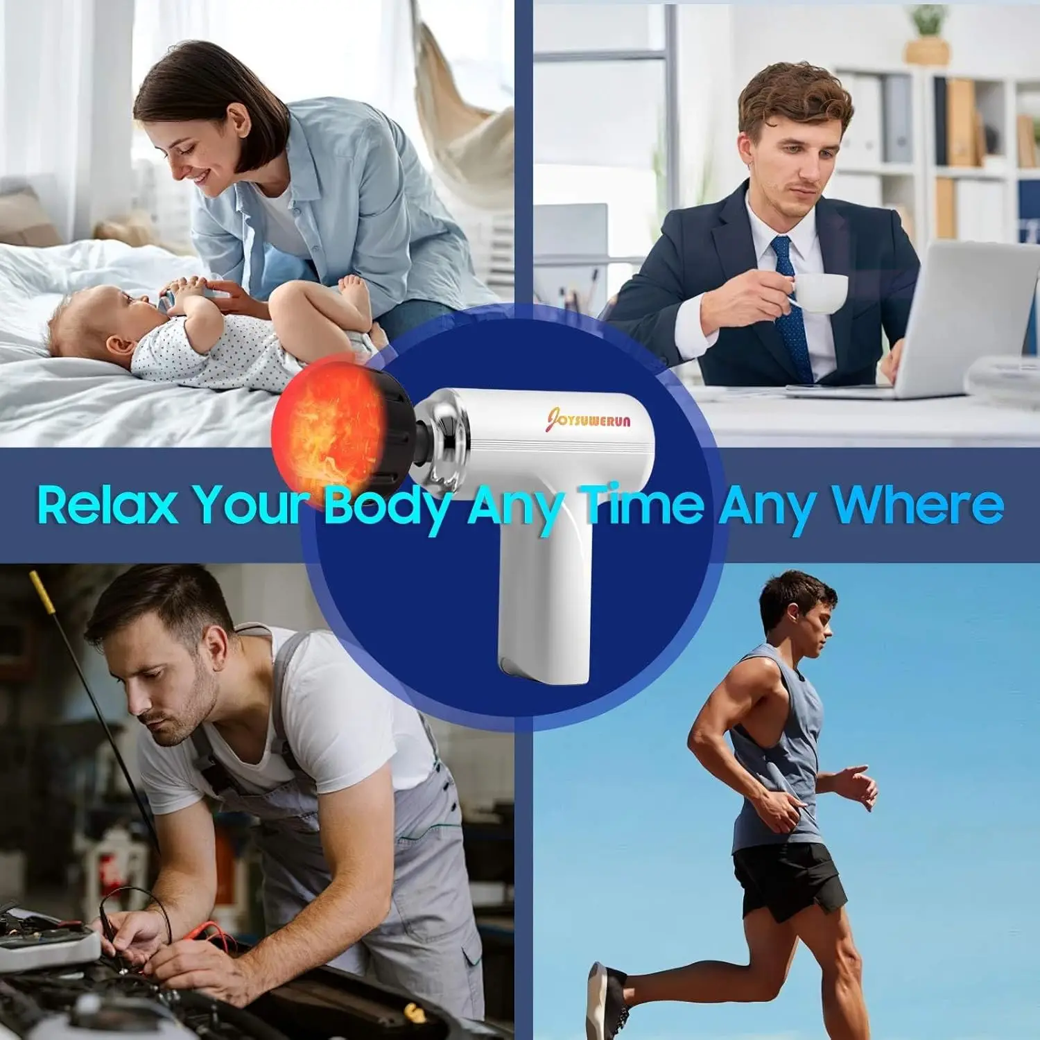 مسدس تدليك ساخن مع سرعات قابلة للتعديل لتخفيف الأنسجة العميقة واستعادة الأنسجة - مدلك محمول للمنزل والسفر #6