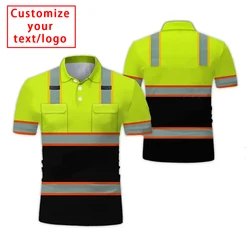 Project Abbigliamento per la sicurezza sul lavoro Polo personalizzata da uomo Escavatore Stampa 3D Uniforme grande traspirante ad asciugatura rapida a maniche corte