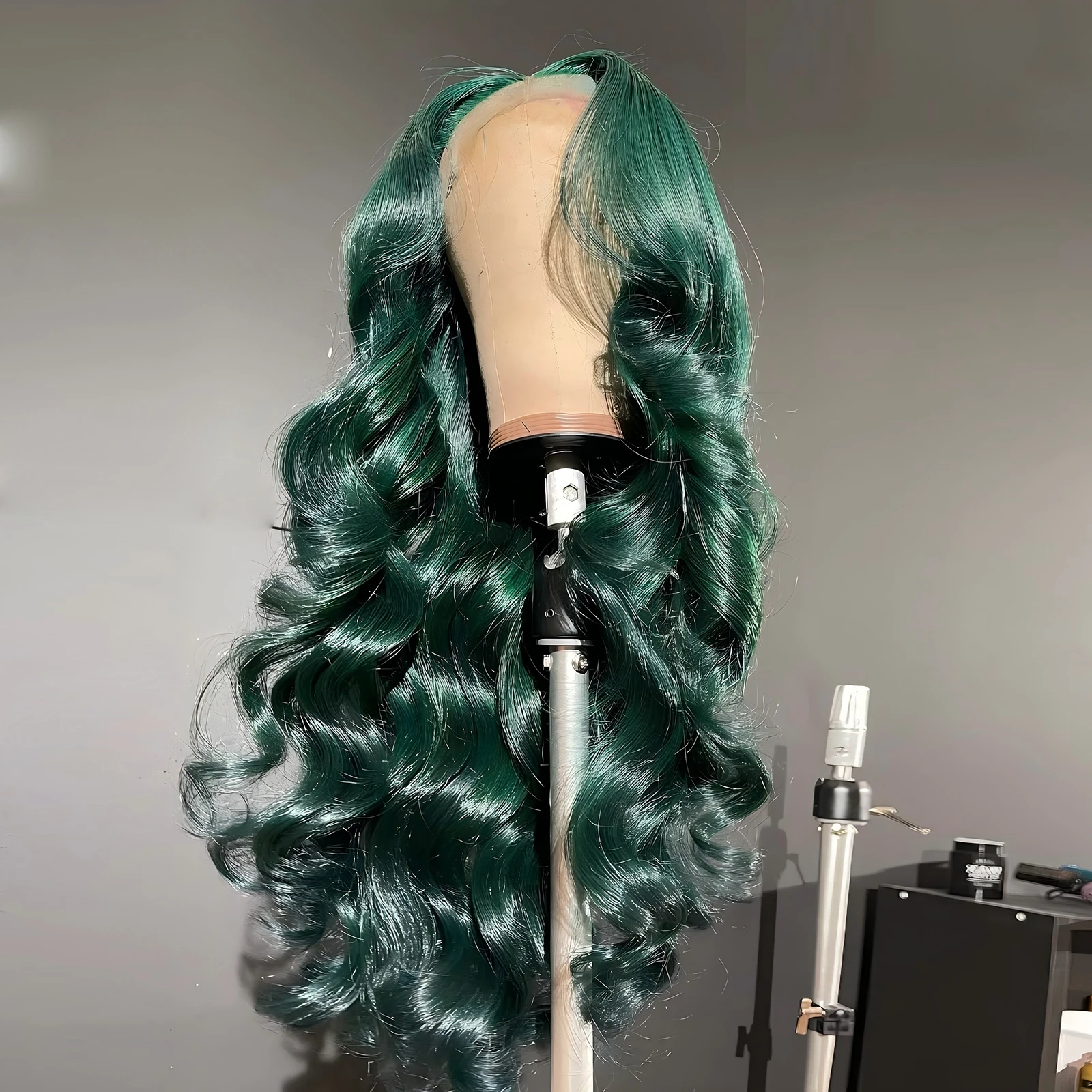 Dark Green Lace Front Wig 13X4 Glueless Long Body Wave Synthetic Hair Frontal Lace Blue Wigs for Women Natural Hairline Daily