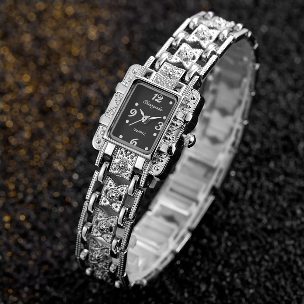 Fashion Luxury Women Silver Beauty Rectangle Dial Designer Ladies Quartz Wristwatch Exquisite Metal Bracelet Watches Female Gift