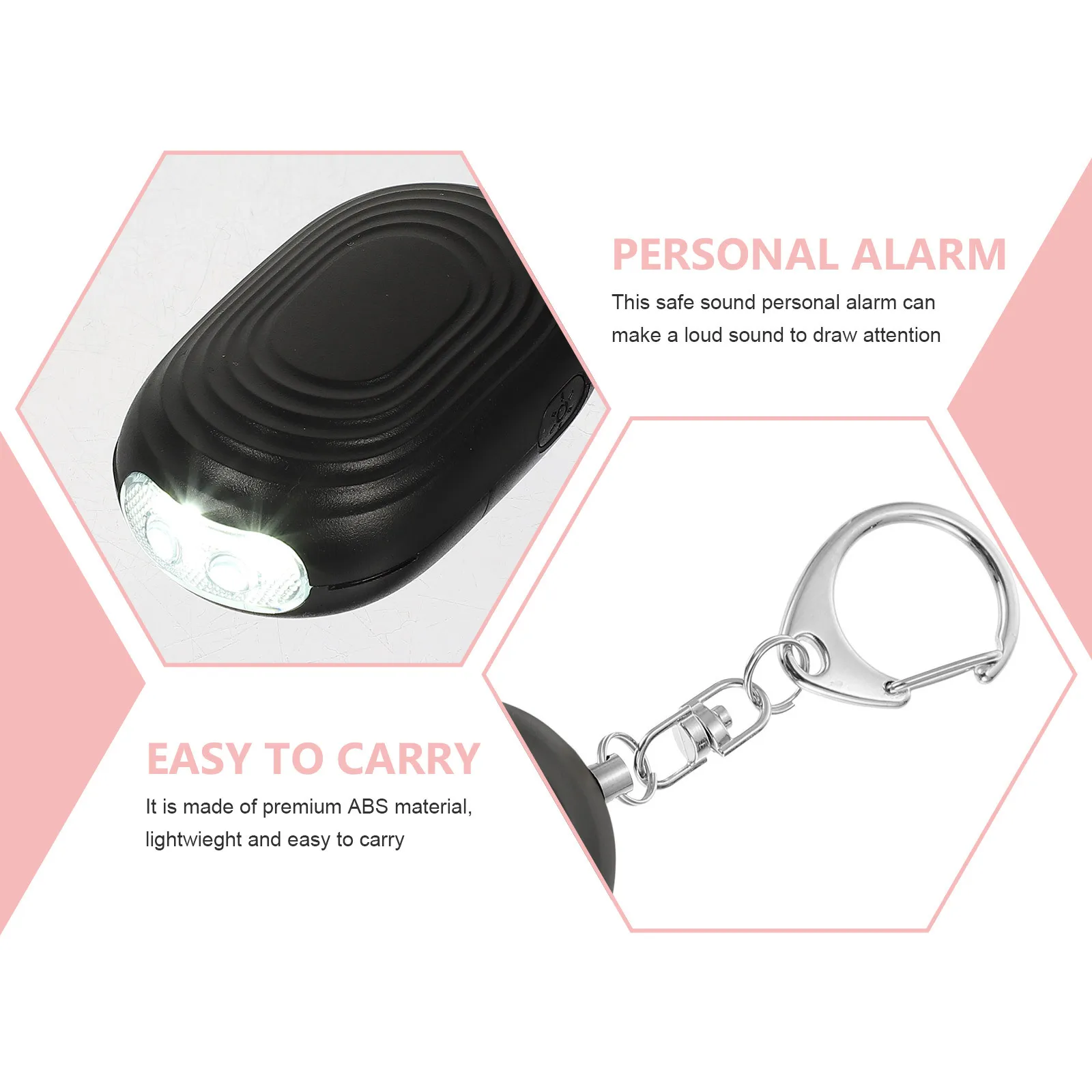 Emergency Safety Alarm Compact LED Personal Signaling Device ABS with Light Rechargeable