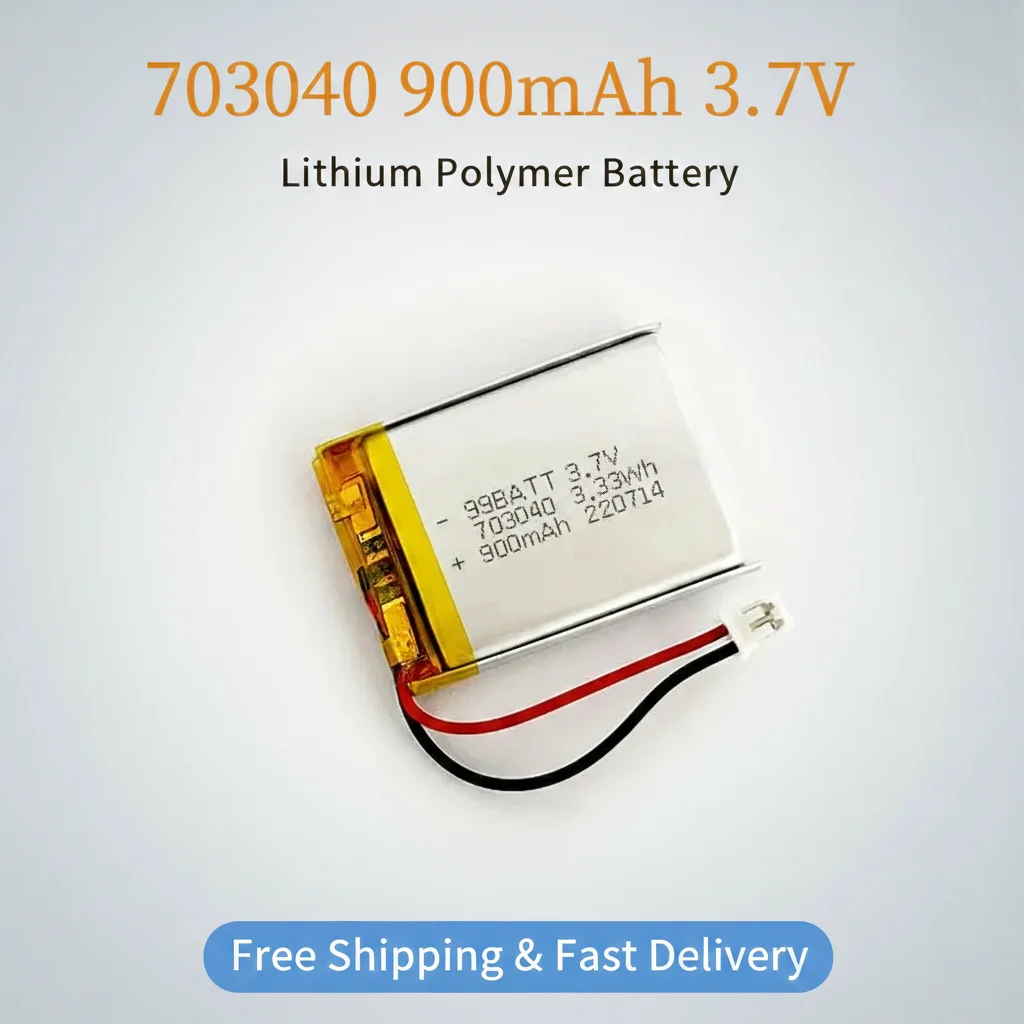 1-10pcs 703040 900mAh 3.7V Rechargeable Lipo Battery for MP3 MP4 GPS DVD Bluetooth Speaker LED Light Li-Polymer Battery