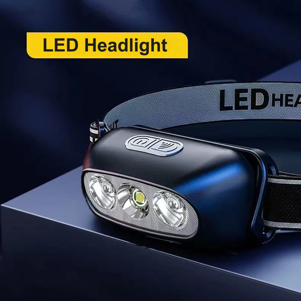 Mini LED Charging Headlight Induction Headlamps Led Head-Mounted Camping Flashlight Strong Light Fishing Portable Torch Lamp