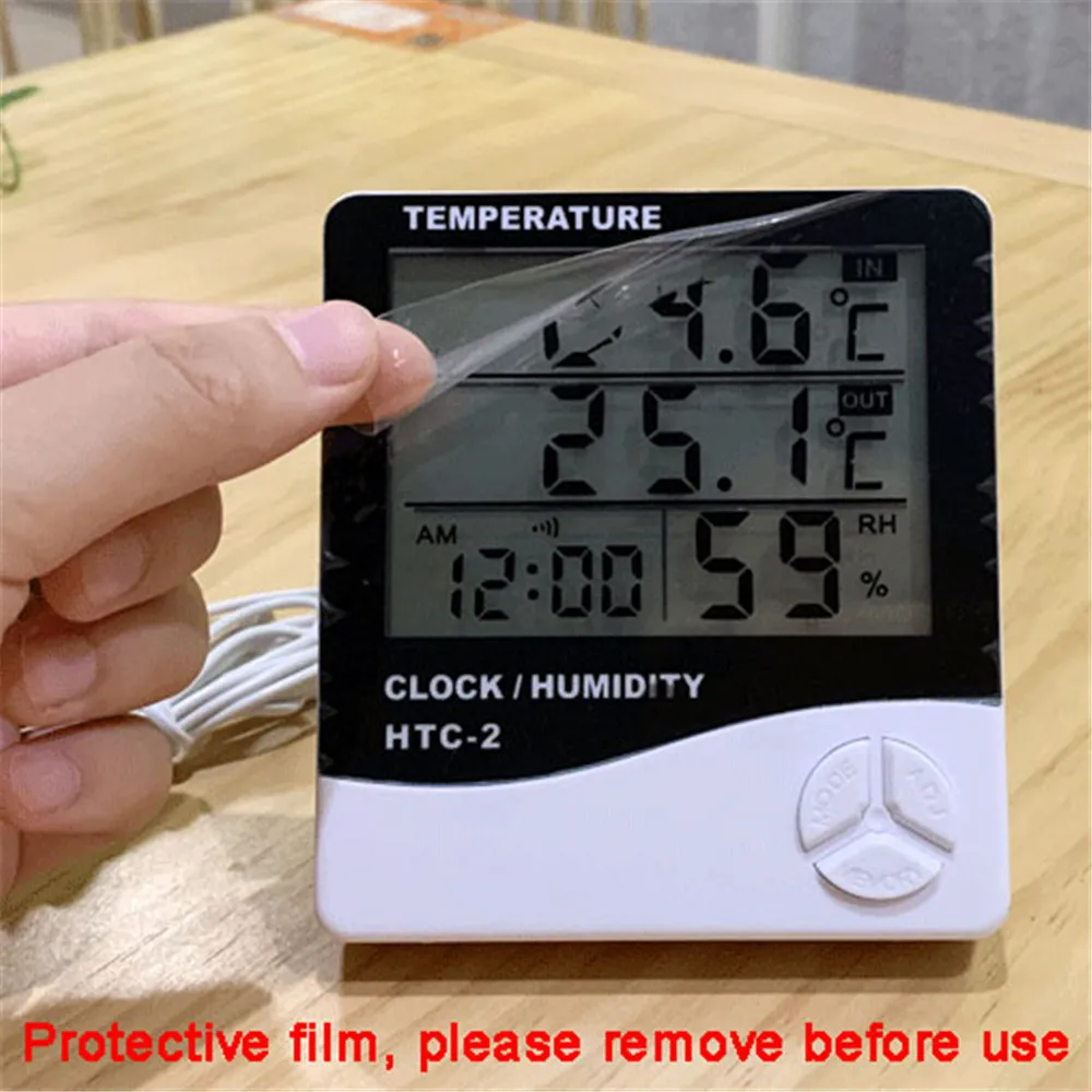 LCD Digital Temperature Humidity Meter HTC-2 Home Indoor Outdoor hygrometer thermometer Weather Station with Clock