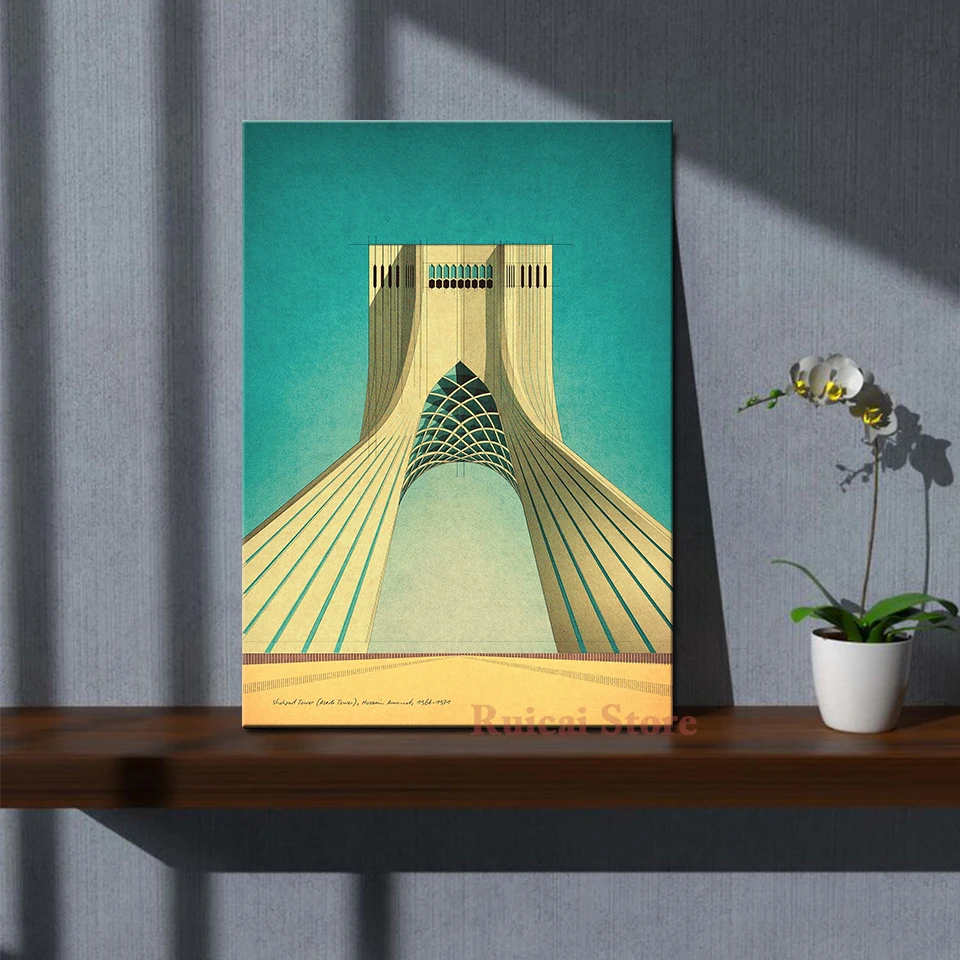 Azadi Tower Tehran Iran Landmark Architecture Canvas Poster Print Famous City Building Wall Art Home Decor Unframed