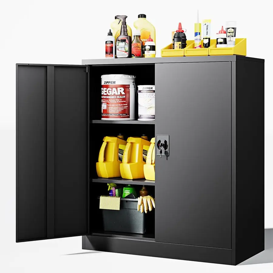 

Металлические шкафы для хранения с дверцей замка, 2 регулируемые полки-органайзеры, стальные шкафы для хранения для дома, офиса, склада, гаража, е