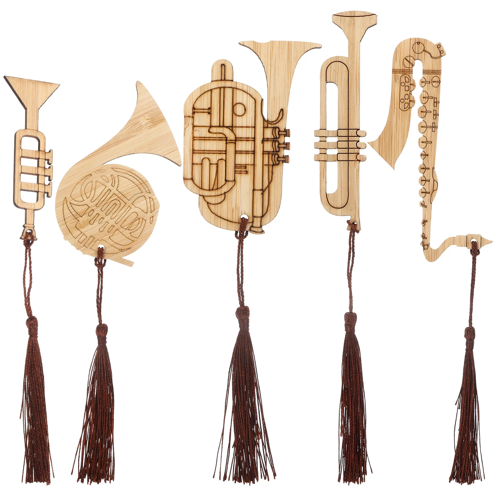 

5Pcs Bamboo Bookmark Instruments Exquisite Carved Patterns Decorative Reading Markers Gifts for Women Men Bamboo Book Markers