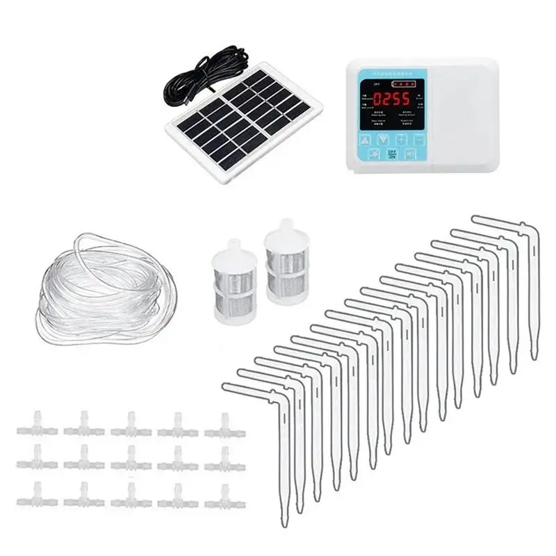 J1UL1N Automatic Drip Irrigation Timer System Double Pump Controller Solar Powered Energy Intelligent Watering Device For Plants