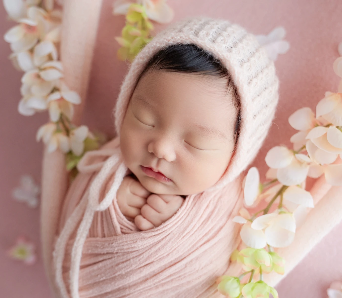 Pink Baby Wrap Newborn Photography Props Knitted Newborn Wraps for Photography Cotton Baby Hat Photo Shoot Accessories