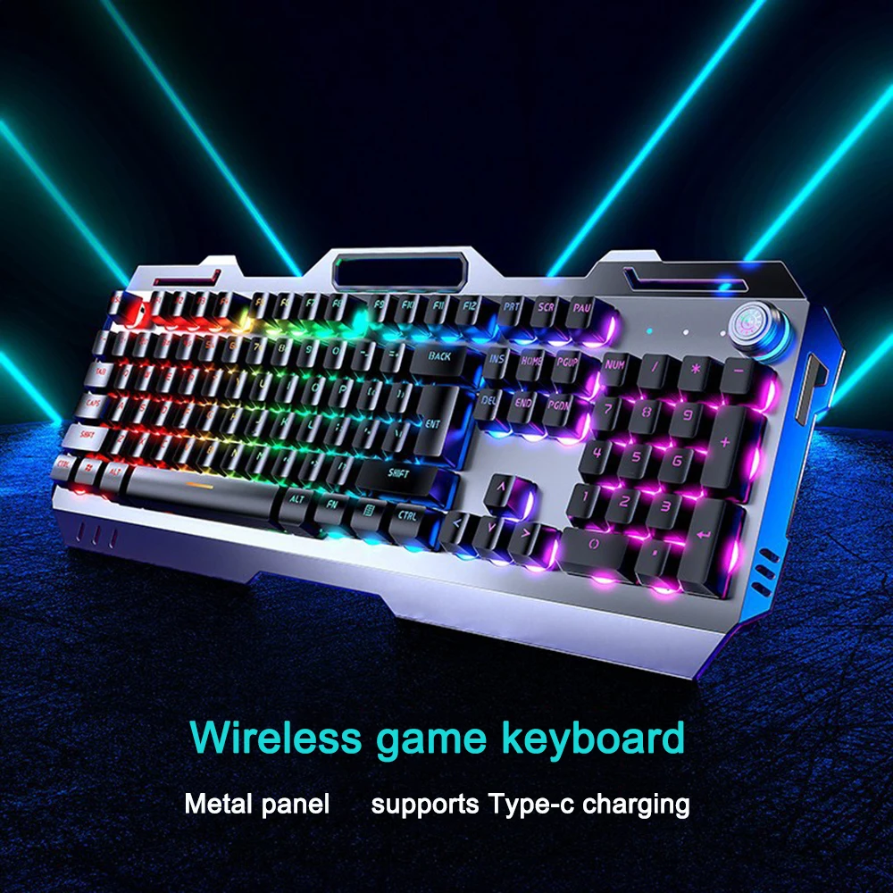 GX810 2.4G Wireless Keyboard And Mouse Set Wired Game Retro Mechanical Touch Computer Laptop Universal Rechargeable Backlight