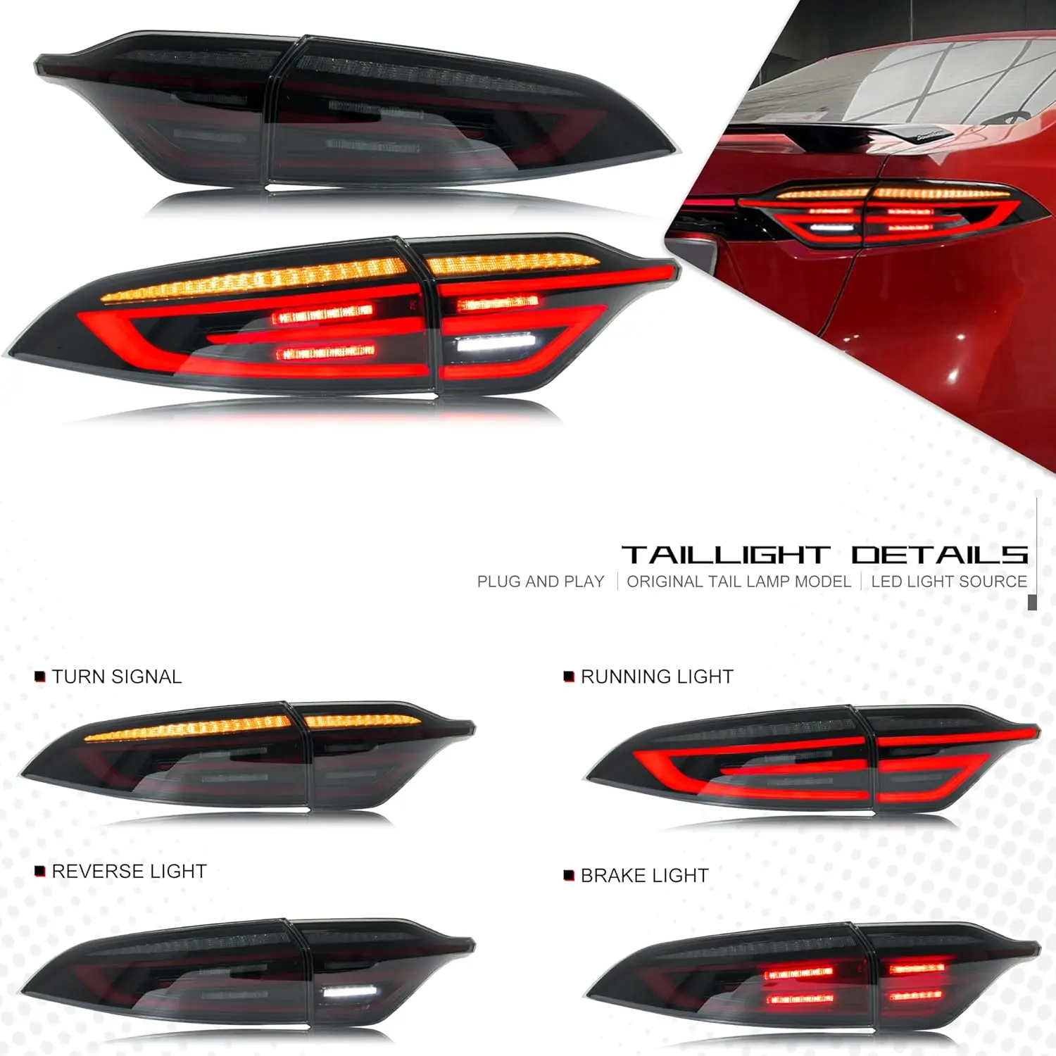 LED Tail Lights for Toyota Corolla 2020 2021 2022 2023 2024 E210 12th Gen Sedan Start-up Animation Sequential Turn Signal