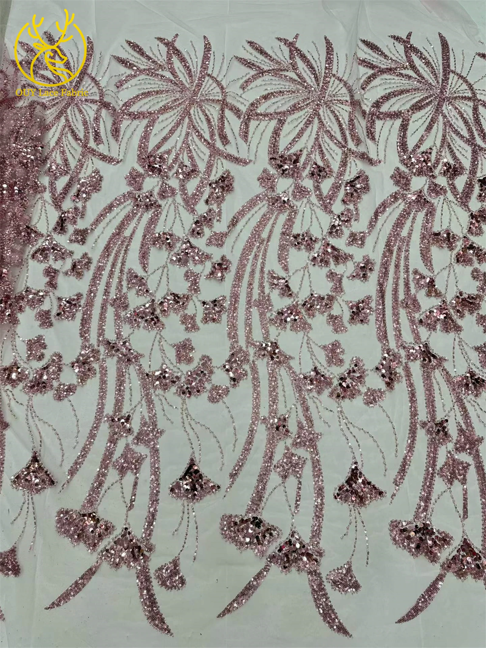2026 Afrikanischer Pailletten-Perlen-Spitzenstoff Nigerianischer Hochwertiger Pailletten-Tüll-Spitzenstoff Stickerei Hochzeitskleid Nähen 5 Yards – Detail 20