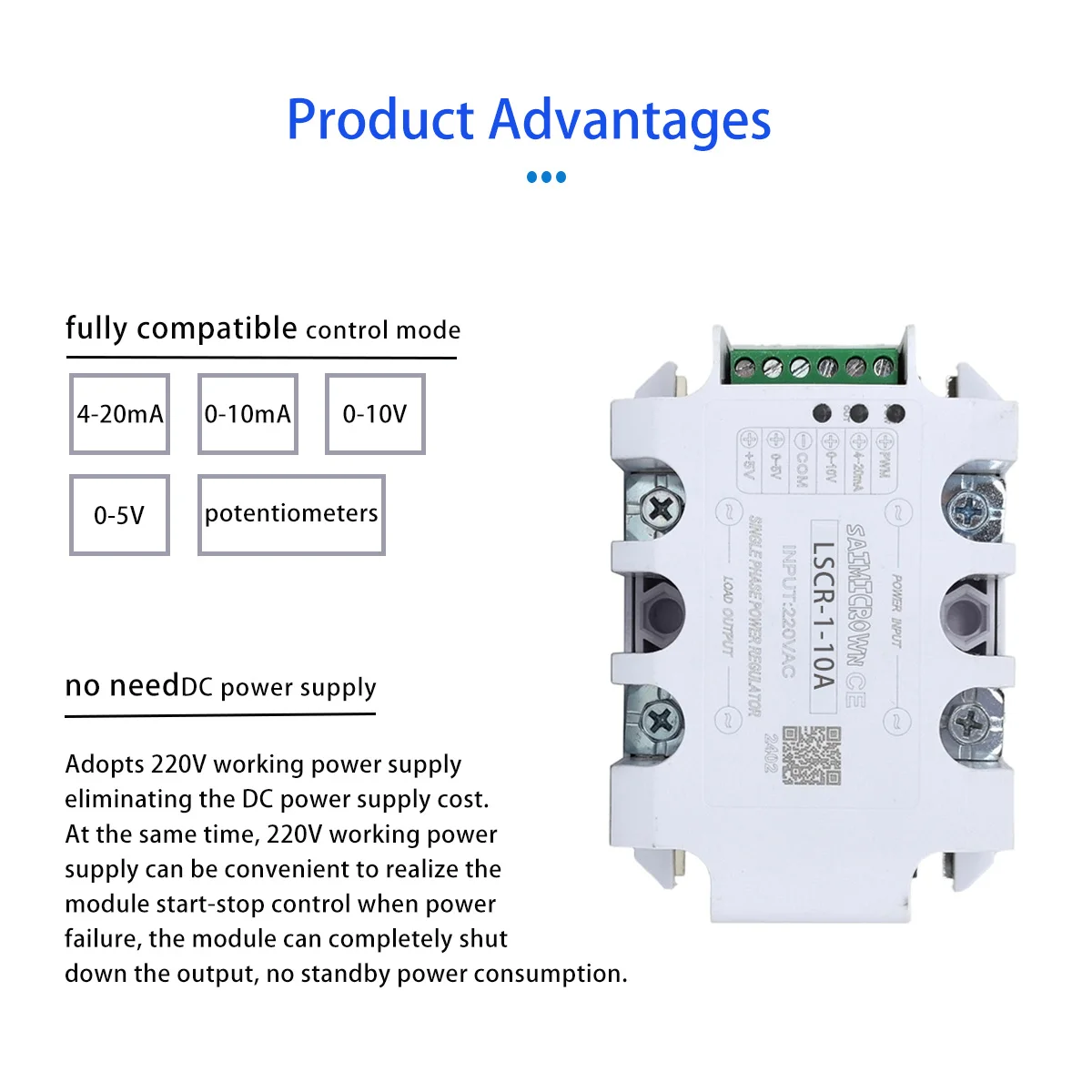 SCR مرحلة واحدة ثلاث مراحل التيار المتناوب منظم جهد الحالة الصلبة 10A-200A تنظيم الطاقة ترموستات 4-20MA التحكم في الجهد