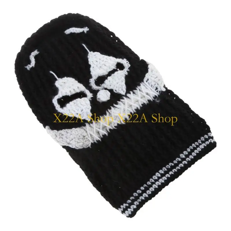 Unique Handmade Knitted Hat 3-hole Balaclava Beanie Hat Teens Boys Girls Party Mask