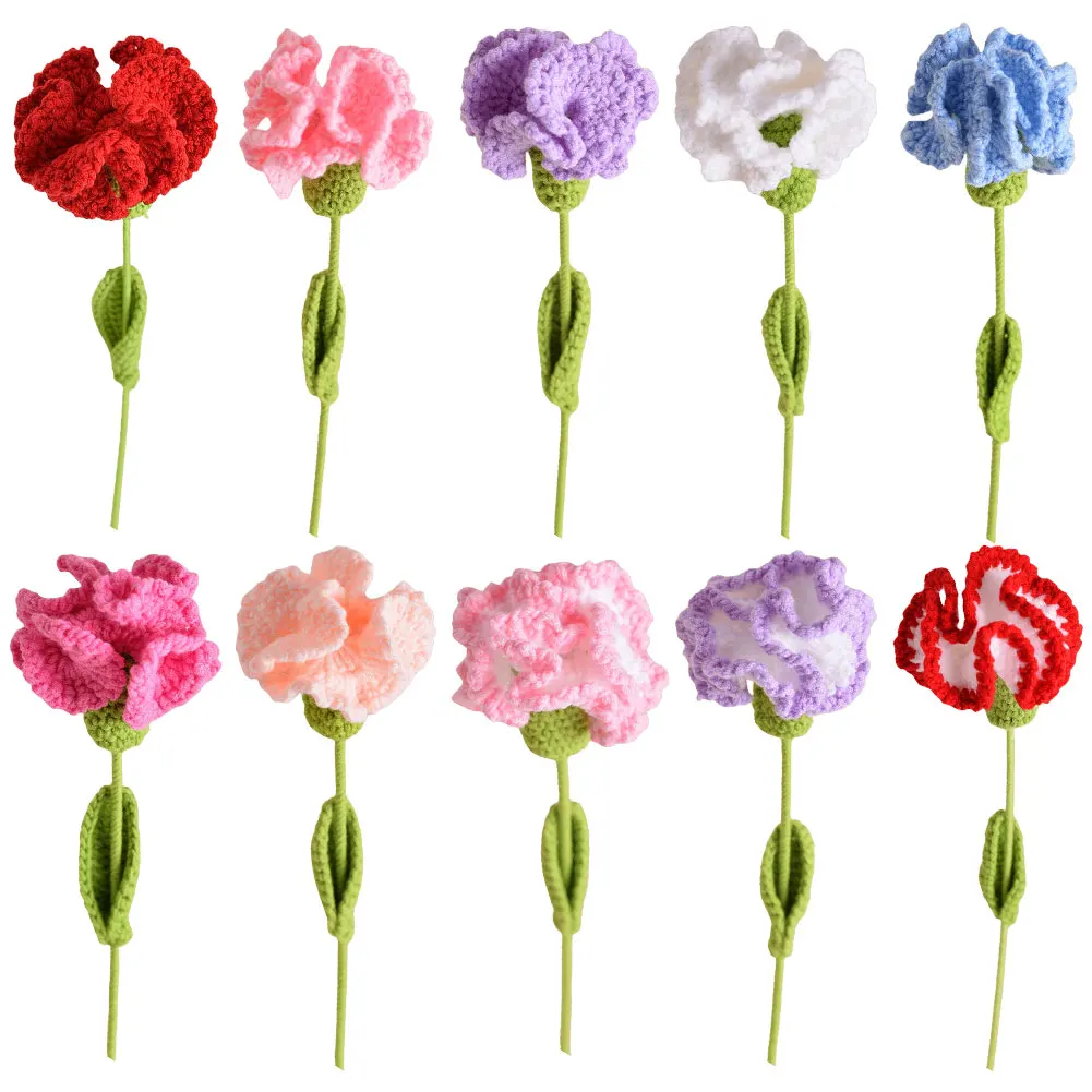 

Вязаная гвоздика крючком, готовая к использованию для свадьбы, дня рождения (градиентный красный)