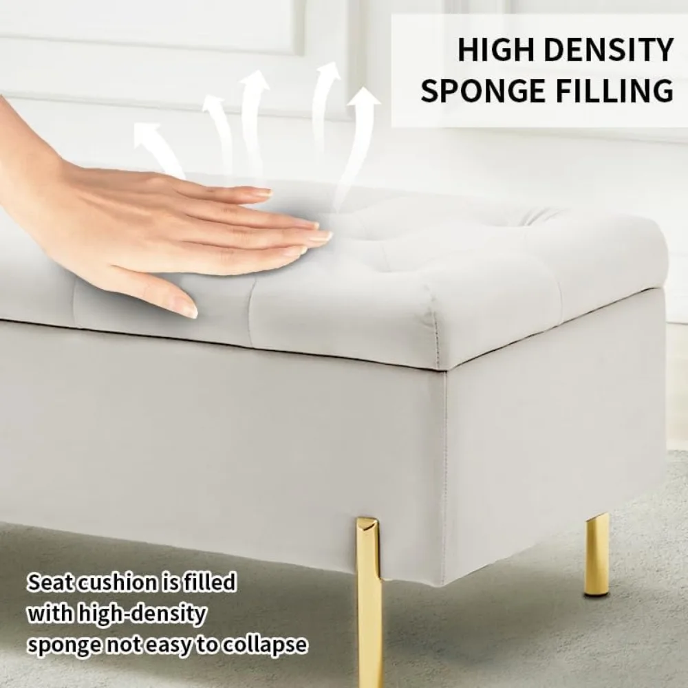 45,6-дюймовая бархатная скамья для хранения вещей, мягкая тафтинговая скамья-кровать с местом для хранения вещей, скамья на прикроватной тумбочке с мягкой крышкой, для кровати