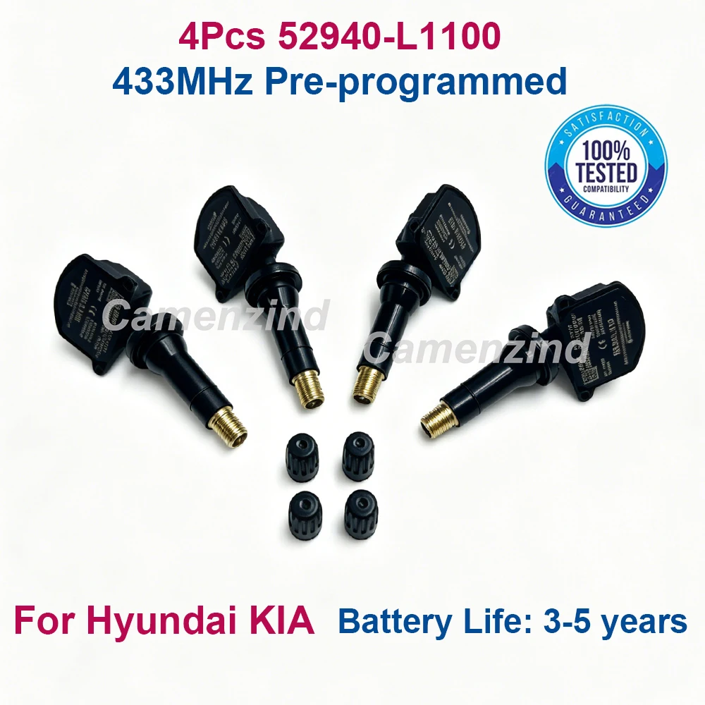 4 Sensores TPMS para Hyundai/KIA 433MHz 52940-L1100 52933-F2000 52933-D4100 52940-AR100 52933-D9100 52940-T6000 52940L1100