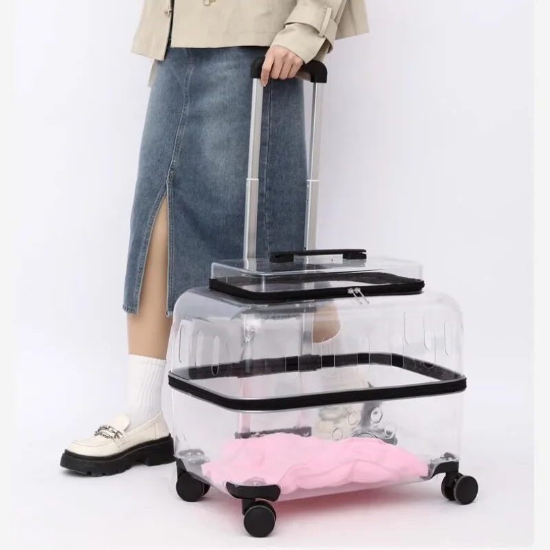 Pet trolley case cat bag out portable cat suitcase transparent large cat trolley dog space capsule