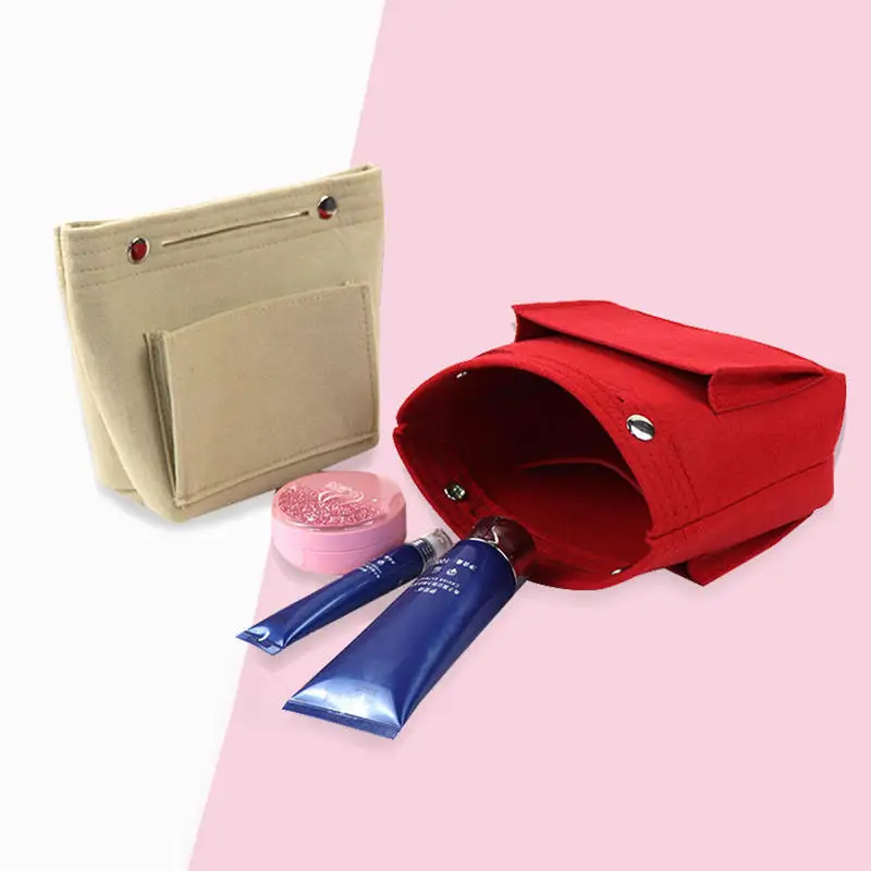 حقائب مكياج نسائية لمستحضرات التجميل، حقيبة إدراج من اللباد، منظم محفظة اللباد - حقيبة بطانة داخلية لحقائب الكتف وحقائب اليد وحقائب اليد