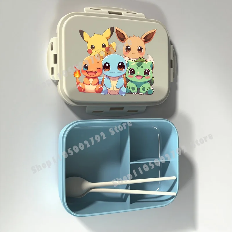 Niedliche Pokémon Bento-Lunchbox Cartoon-Figur Pikachu Bedruckter Lebensmittelbehälter Kinder-Schul-Essensbehälter Geschenk für Kinder