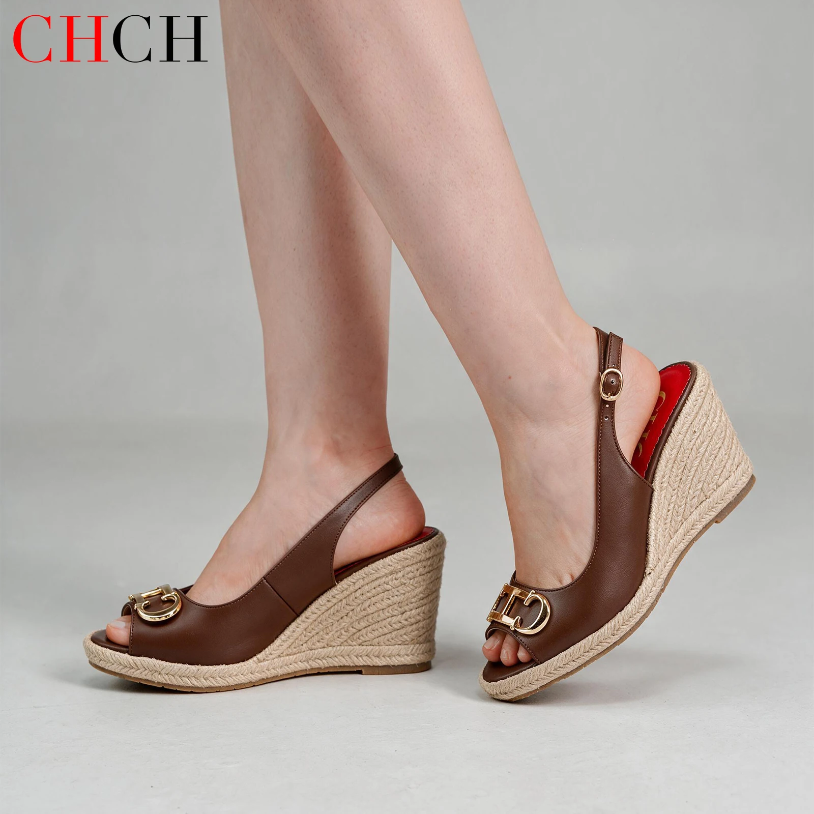 CHCH Women's Sandals 2026 New Wedge High Heels with Slope Heels, Casual Vacation Fishmouth Shoes8cm