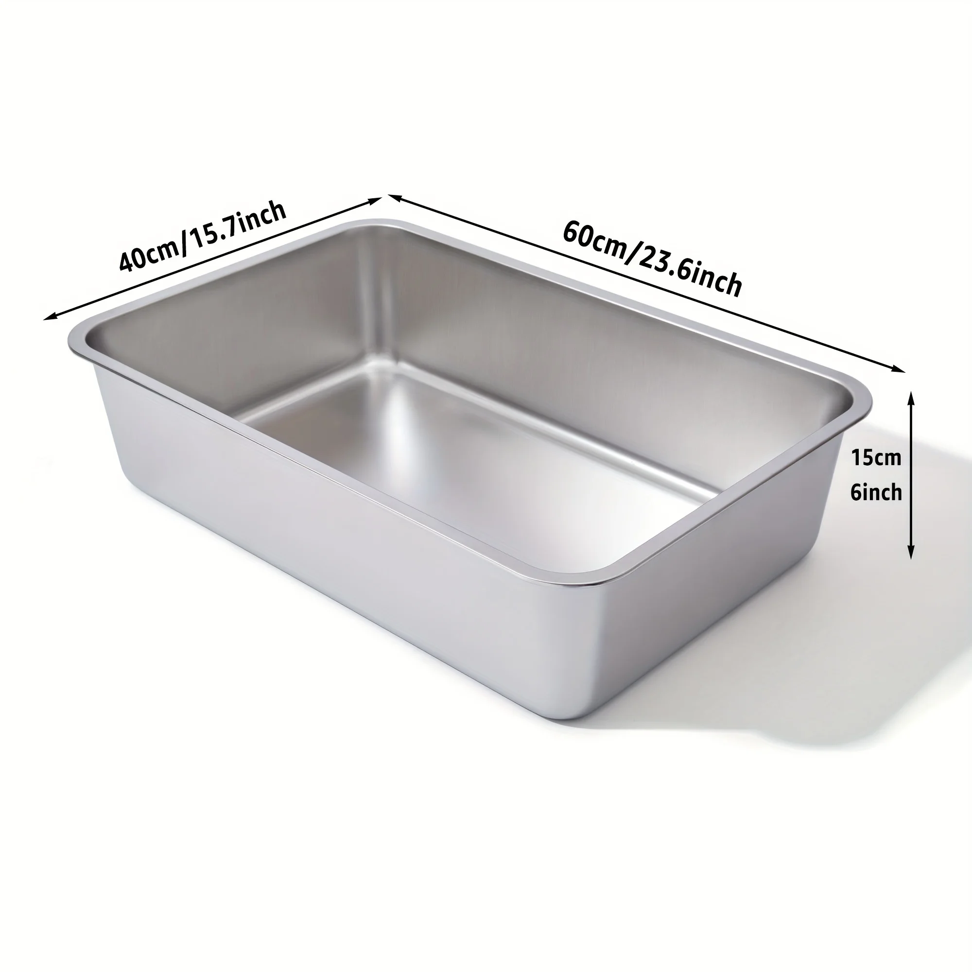 2 Pack XL Deep Stainless Steel Cat Litter Box 6 Inch High Side Anti-Splash Metal Cat Toilet Pan Non-stick Easy Clean Spacious Litter Tray Suitable for Large Adult Cats Indoor Use view 2