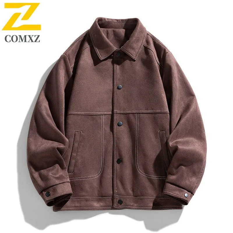 

COMXZ Men Jacket Lightweight Stand Collar Outdoor Cycling Breathable Motocross Coats Autumn Trendy Single Breasted Design Jacket
