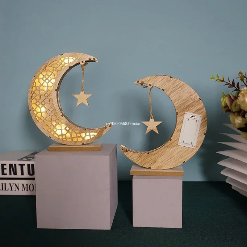 1PCS Gold Ramadan Moon Led Lamp Decoration for Home Metal Ramadan Kareem Light Decoration 2025 Eid Mubarak Muslim Eid Gifts