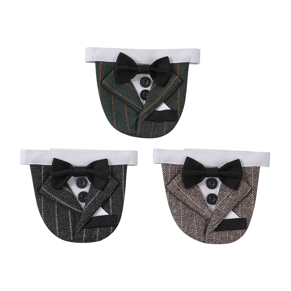 Verstellbares, schickes Haustier-Bandana mit Fliege – Triangel-Schal aus Polyester und Sabberlätzchen für kleine bis große Hunde, perfekt für Hochzeiten
