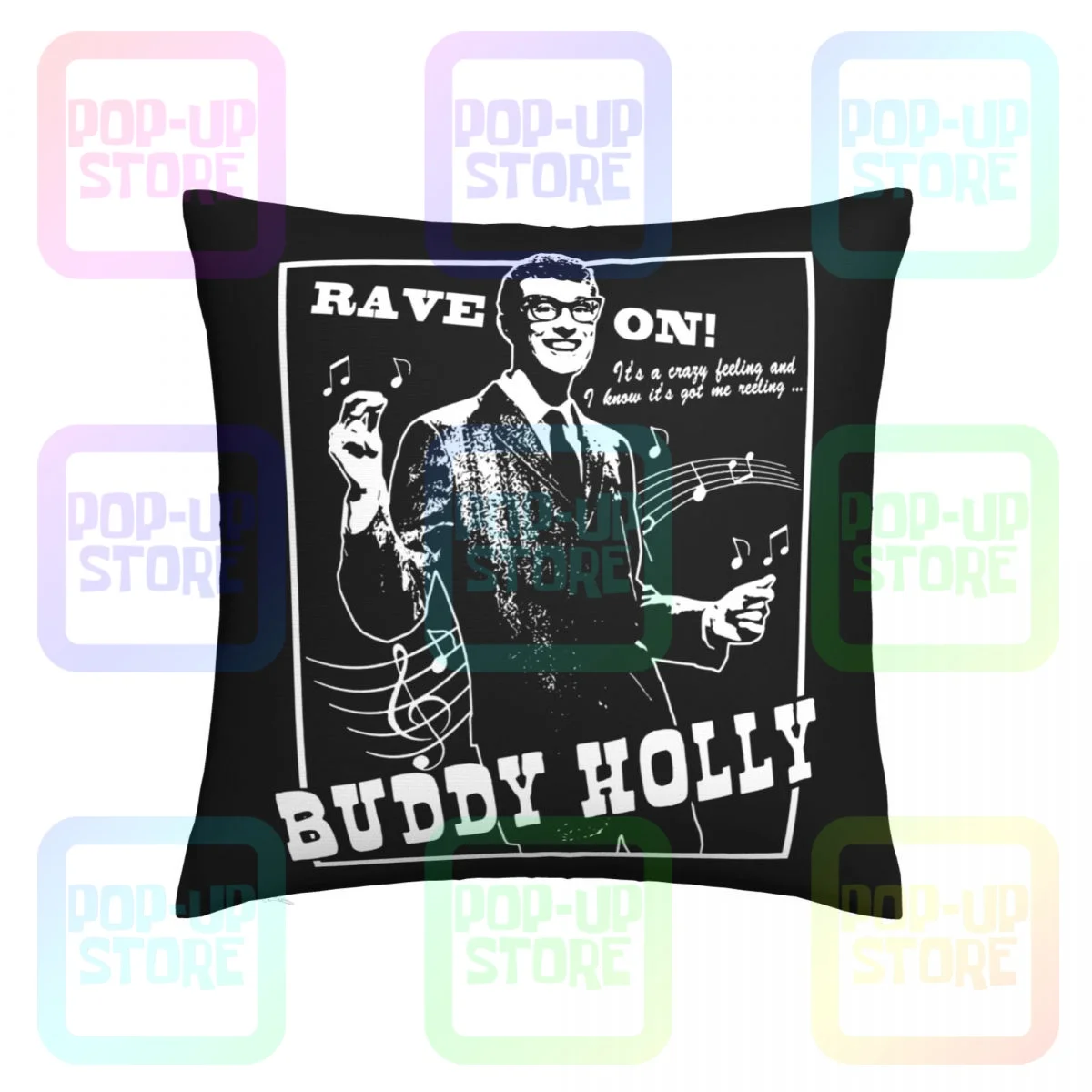 Soft Buddy Holly Rave On Throw Pillow Cover Pillowcase Vintage Skin Care High-Density