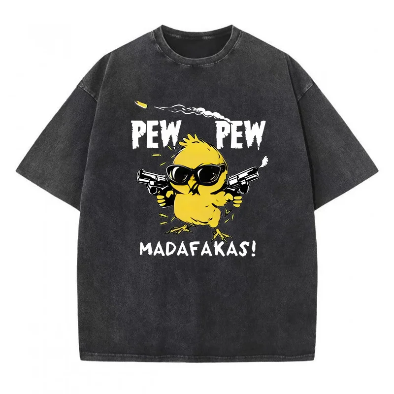 Pew Pew Madafakas Funny Graphic T Shirts Crazy Cat Printed T-shirt Casual Cotton Short Sleeve Adult Humor Tee Shirt Mens Clothes