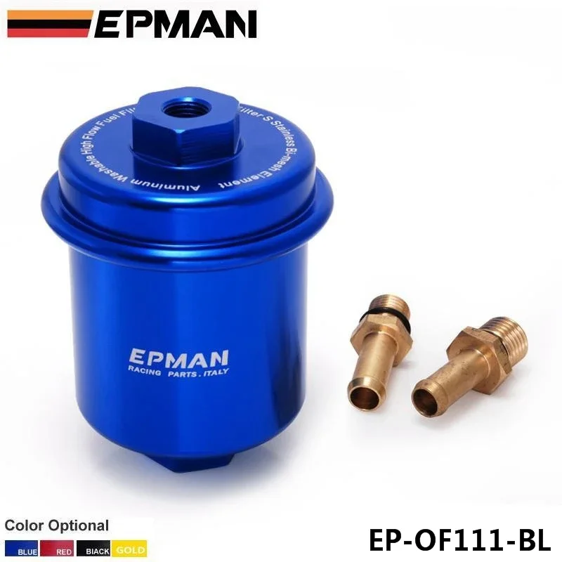 EPMAN Sport Universal Jdm Aluminum High Flow Performance Fuel Filter Washable EP-OF111