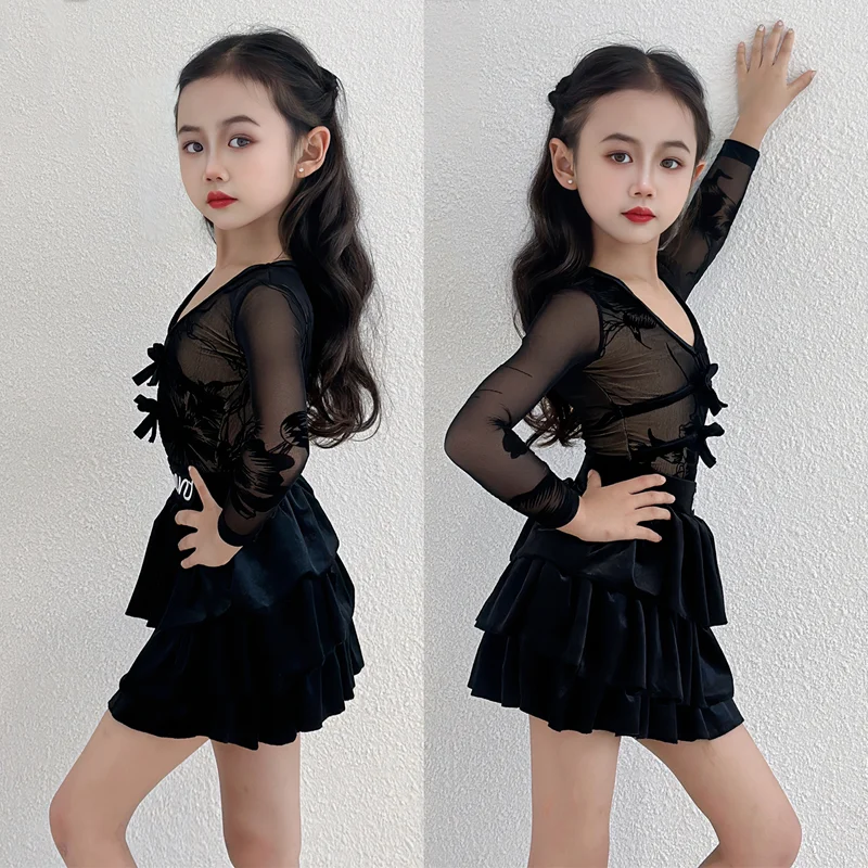 

Girls Salsa Latin Dance Dress Samba Tango Rumba Dance Clothes Kids Ballroom Dance Competition Dresses Child Latin Practice Dress