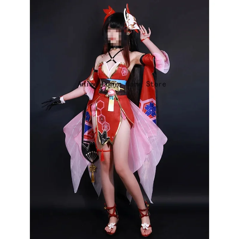 متوفر في المخزون سباركل هونكاي ستار رايل كوسبلاي هانابي أزياء تنكرية قناع شعر مستعار لعبة أنيمي ملابس حفلات الهالوين للنساء