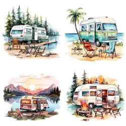 Outdoor Camping Van Retro  Wall Sticker Art Mural Living Room Bedroom Cabinet Decoration Home Decor Car Sticker S273