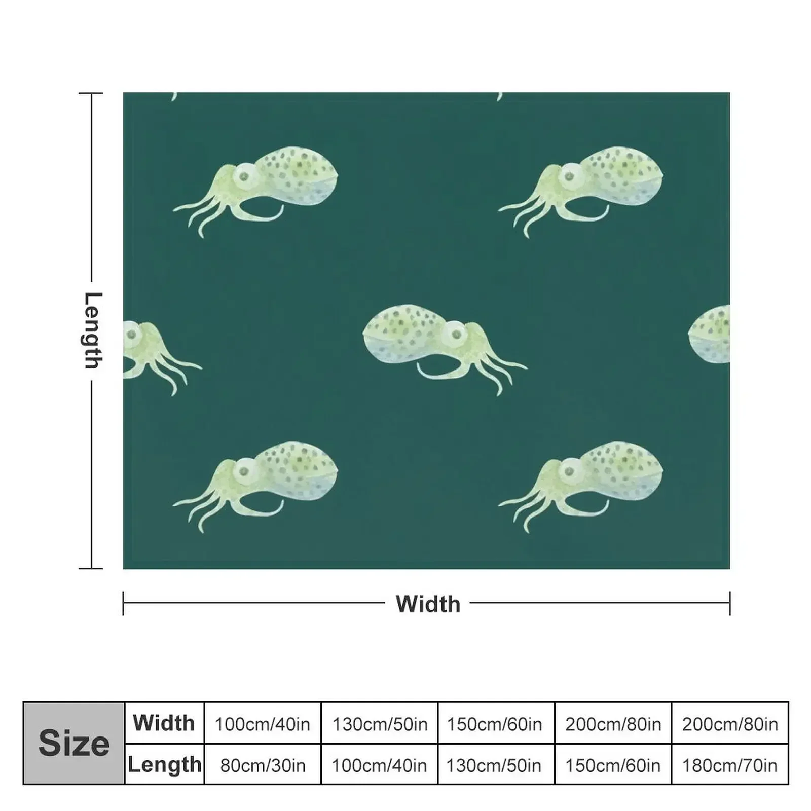 Watercolor Bobtail Squid Throw Blanket Decorative Throw Blankets For Sofas For Sofa Thin Luxury Brand Blankets