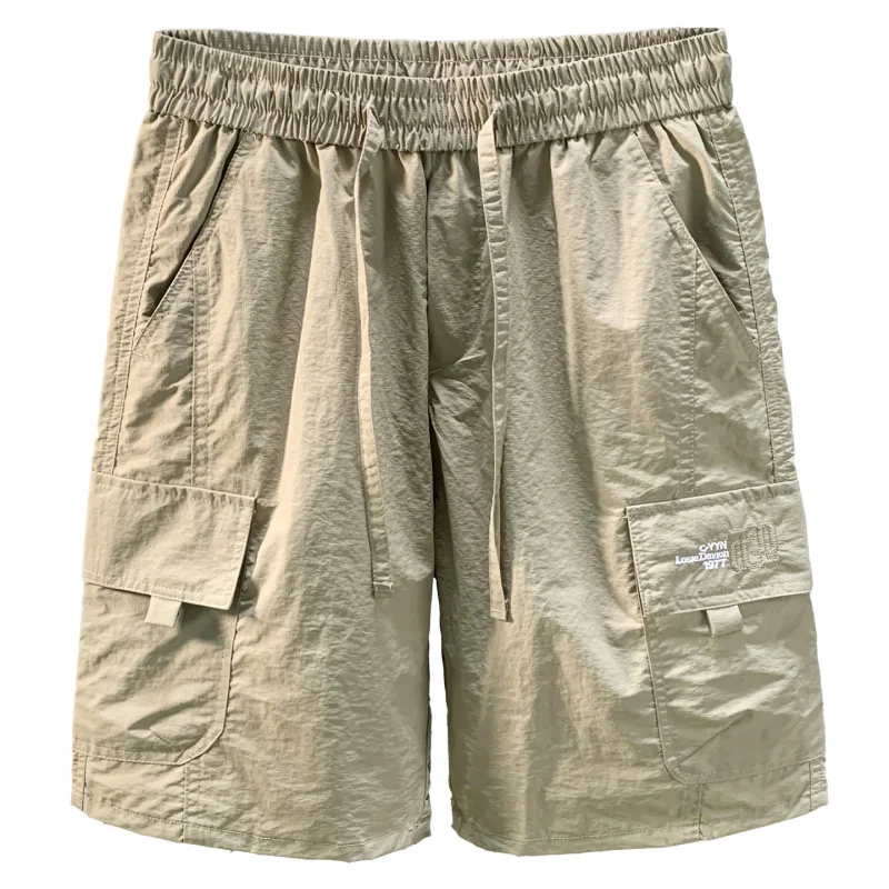 Летние тонкие мужские шорты для спецодежды, модные повседневные спортивные свободные крутые быстросохнущие брюки из ледяного шелка пяти четвертей