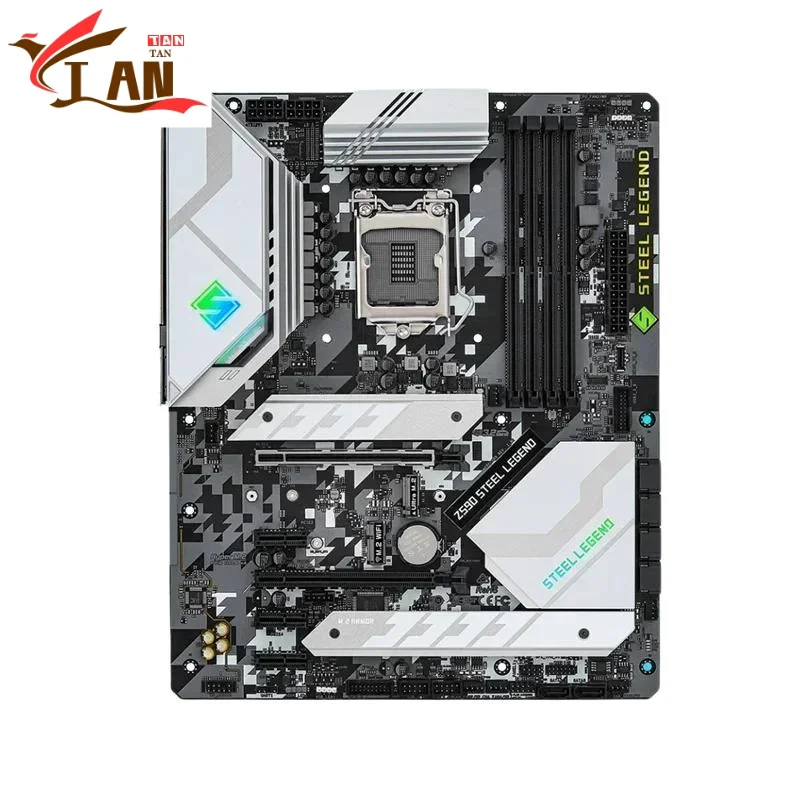 For ASROCK Z590 STEEL LEGEND Motherboard 128GB HDMI M.2 LGA 1200 DDR4 ATX Z590 Mainboard 100% Tested Fully Work TAN