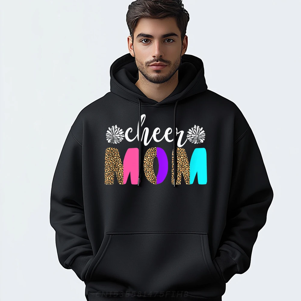 

Special Mans Hoodies Cheer Mom Cheerleading Leopard Cheetah Slogan Sweatshrt Long Sleeve Letter Hoodies Crewneck