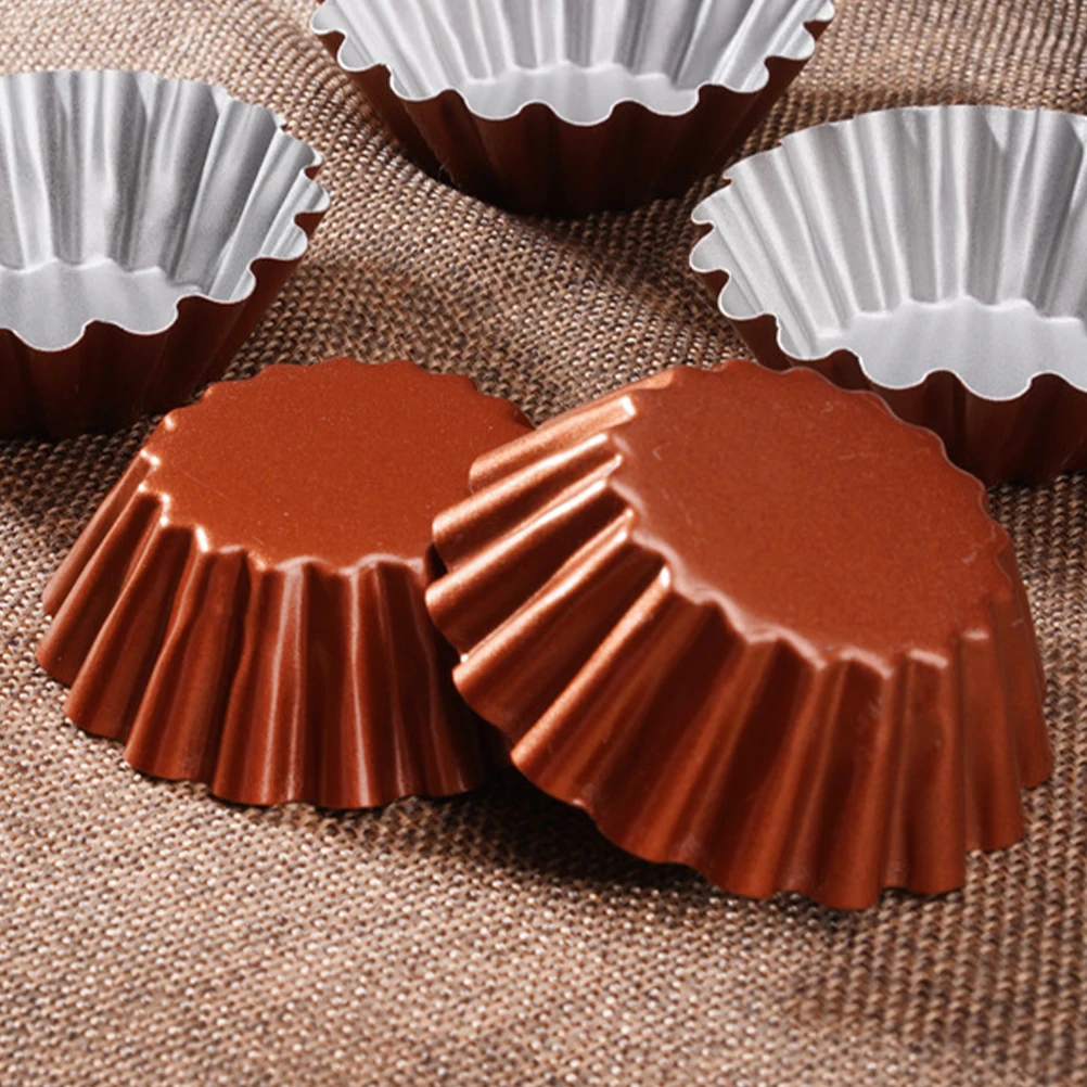 

6 Pcs Egg Tart Mold High Carbon Steel Baking Cups Bakeware Small Pudding Molds Washable Reusable Easy Demould Household Muffin