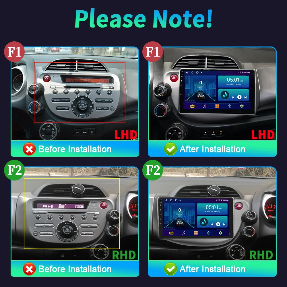 For Honda Fit JAZZ 2007-2013 Navigation Wireless BT CarPlay Car Radio Multimedia Video Player Navigation Android 14 Touch Screen