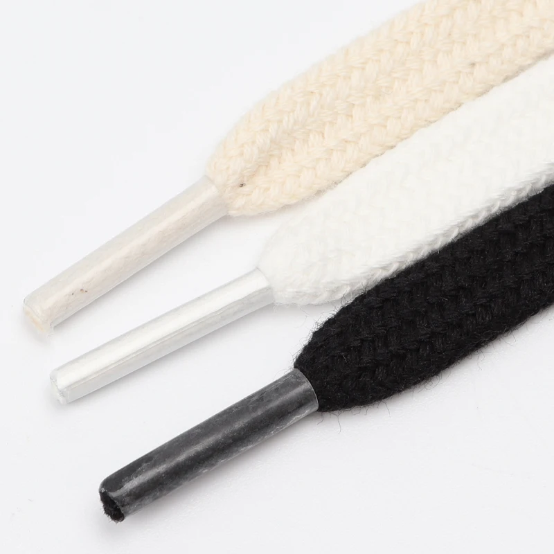 1Pair Classic Flats Shoelaces Canvas Sneakers Sports Shoes Laces Quality Cotton Shoelace Solid Double Flat White Black Shoelaces