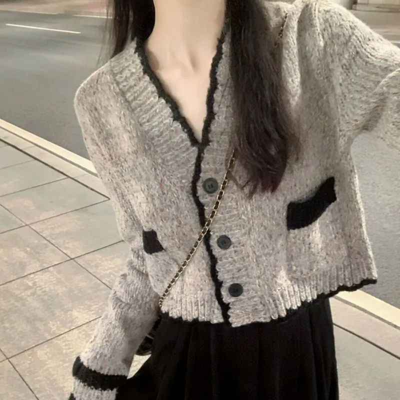 

French small fragrant short cardigan sweater for women spring and autumn 2023 high-end knitwear sweater cardigan female top