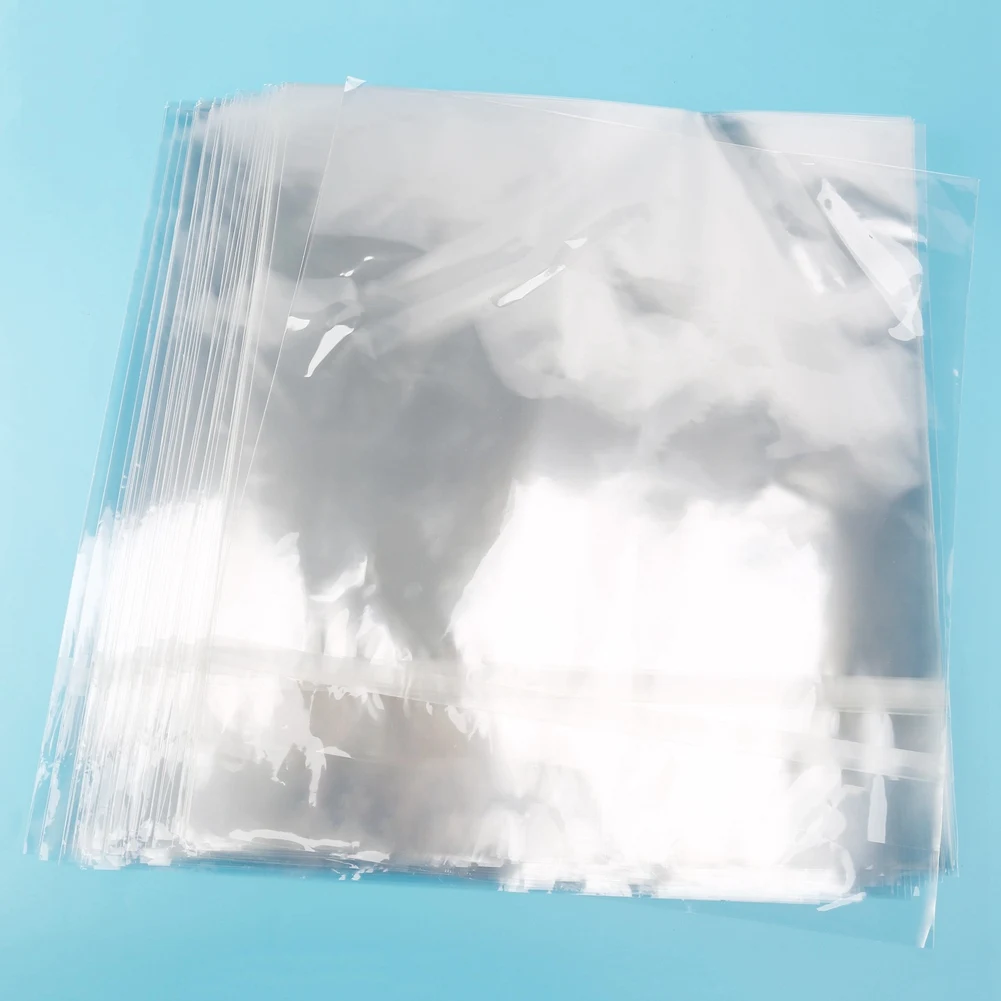 AS95-100PCS OPP جل سجل الغطاء الواقي لمشغل القرص الدوار LP مسجل فينيل حقيبة ذاتية اللصق