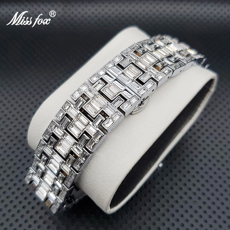 Relógio esqueleto de luxo com baguette bezel pulseira mecânica masculino relógios de pulso marca superior diamante gelo fora novos relógios