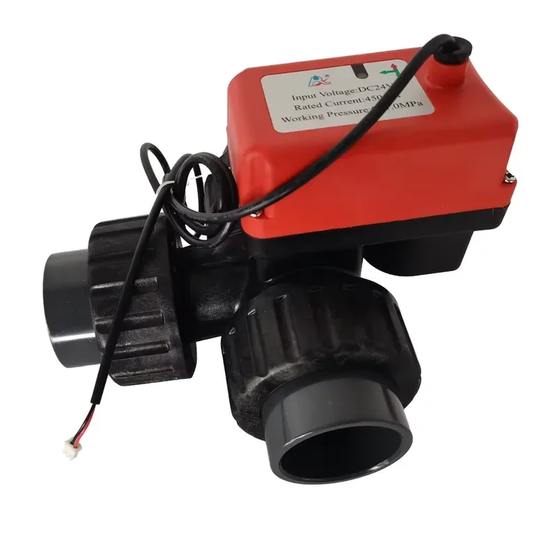 DN32/5/4'' Electric UPVC Ball Valve Hard Sealing Ceramic Core L Type Two Wire Control Three-Way Water OEM Customizable