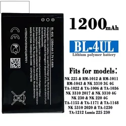 1200mAh BL 4UL BL-4UL Battery For Nokia Lumia 225 330 RM-1172 RM-1011 RM-1126 BATTERY BL4UL